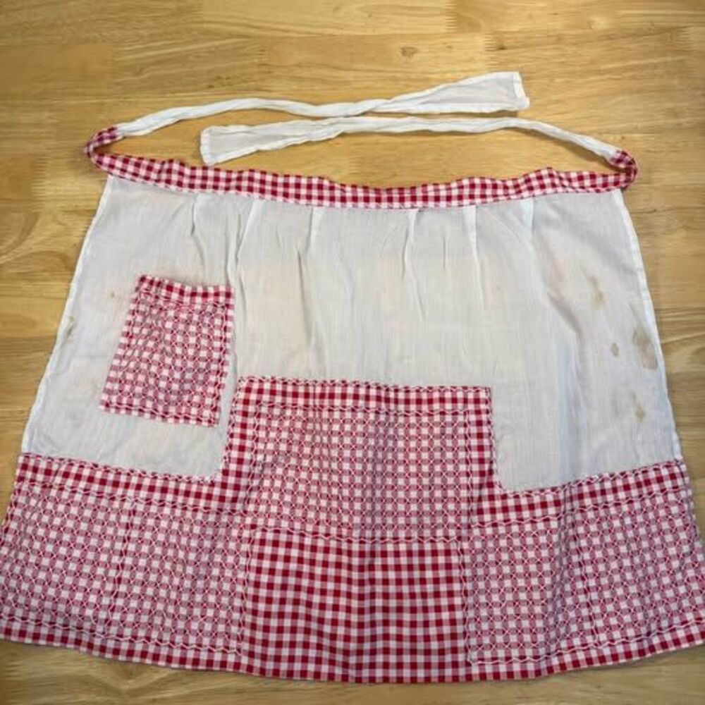 Vintage Red Gingham Chicken Scratch Half Apron